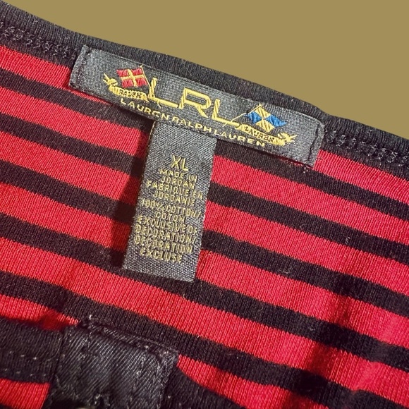 Lauren Ralph Lauren Vintage Red & Black Striped Cotton Button Detailed Shirt XL - Picture 2 of 12